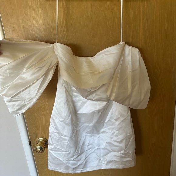 Petal & Pup Nisha Off the Shoulder Satin Mini Dress - Picture 3 of 5